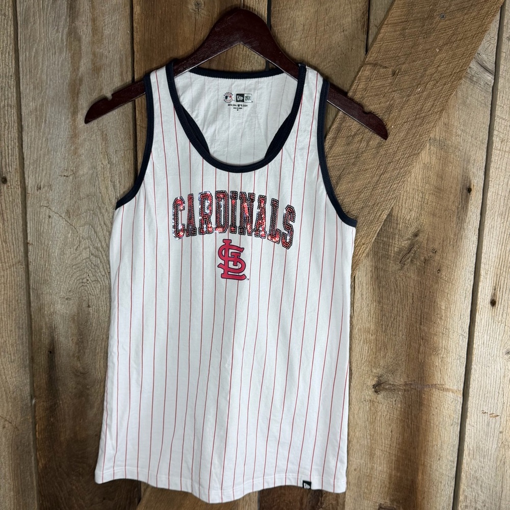 New Era MLB St. Louis Cardinals Sequin Pinstripe Racerback Tank Top Women's Sz M